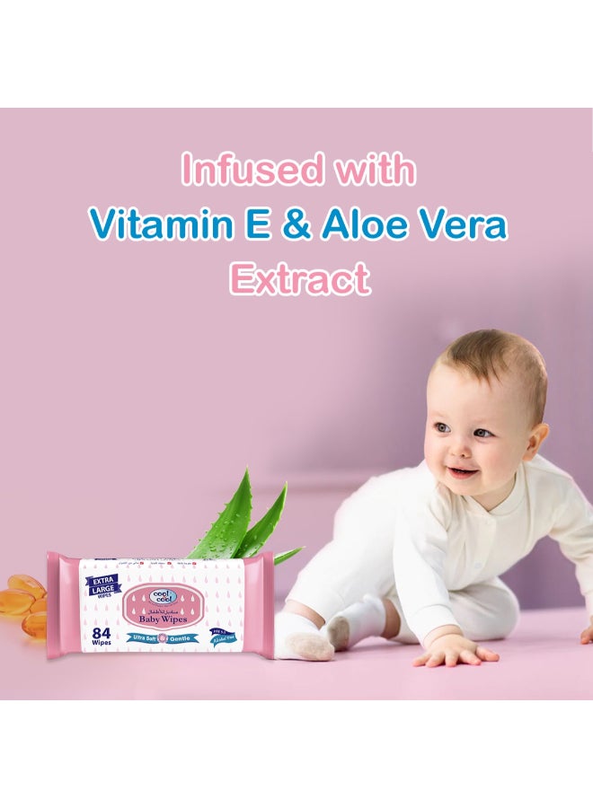 Cool & Cool - Extra Large Baby Wipes 84 Sheets Pack Of 4 - Image 1