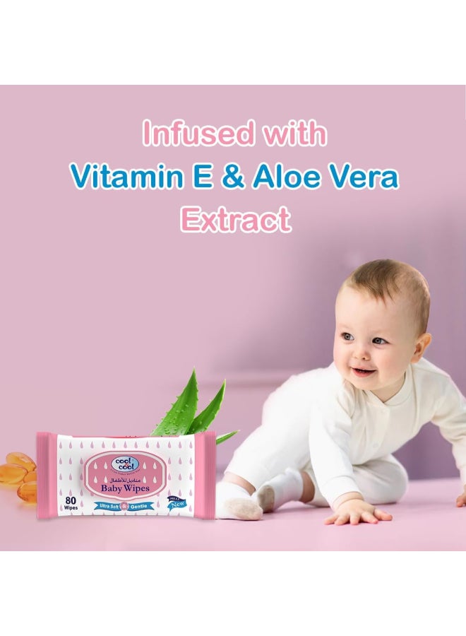 Cool & Cool - Baby Wipes 80 Sheets Pack Of 12 - Image 1
