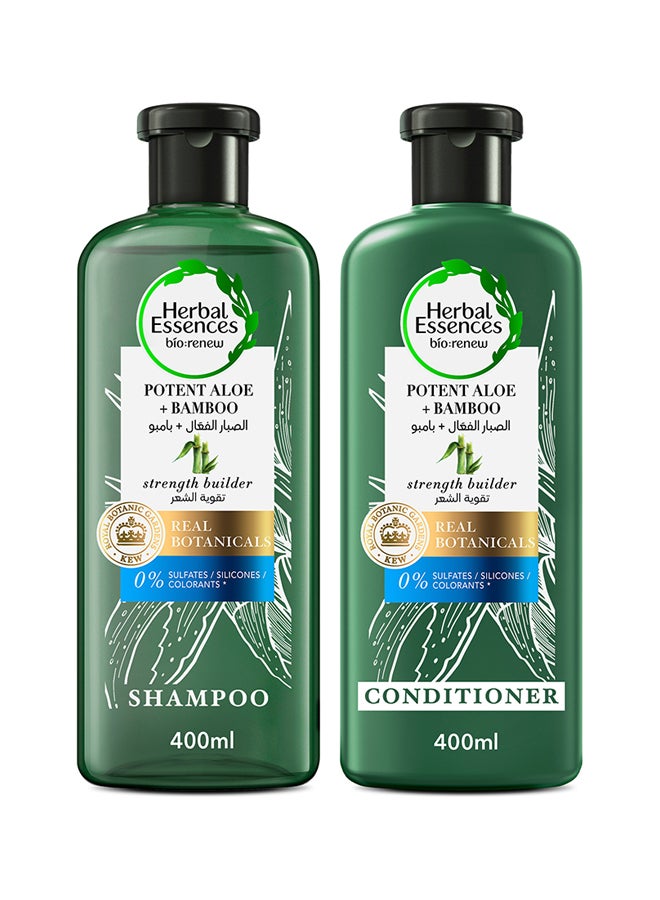 Herbal Essences Sulfate Free Aloe And Bamboo Shampoo With Conditioner 400ml+400ml - Image 1