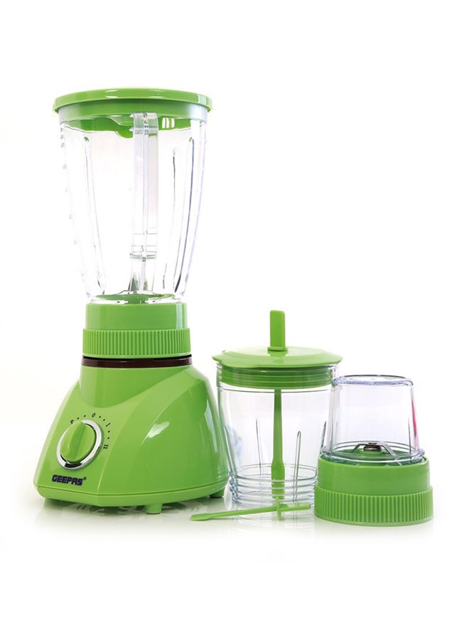 GEEPAS - 3-in-1 Blender, 1.6L Blender Jar Mixer Grinder with Dry Mill & Mincer Attachments | 2 Speed with Pulse Function | Wet Jar, Dry Jar and Chutney Jar 1.6 L 400 W GSB1514N Green/Clear - Image 1
