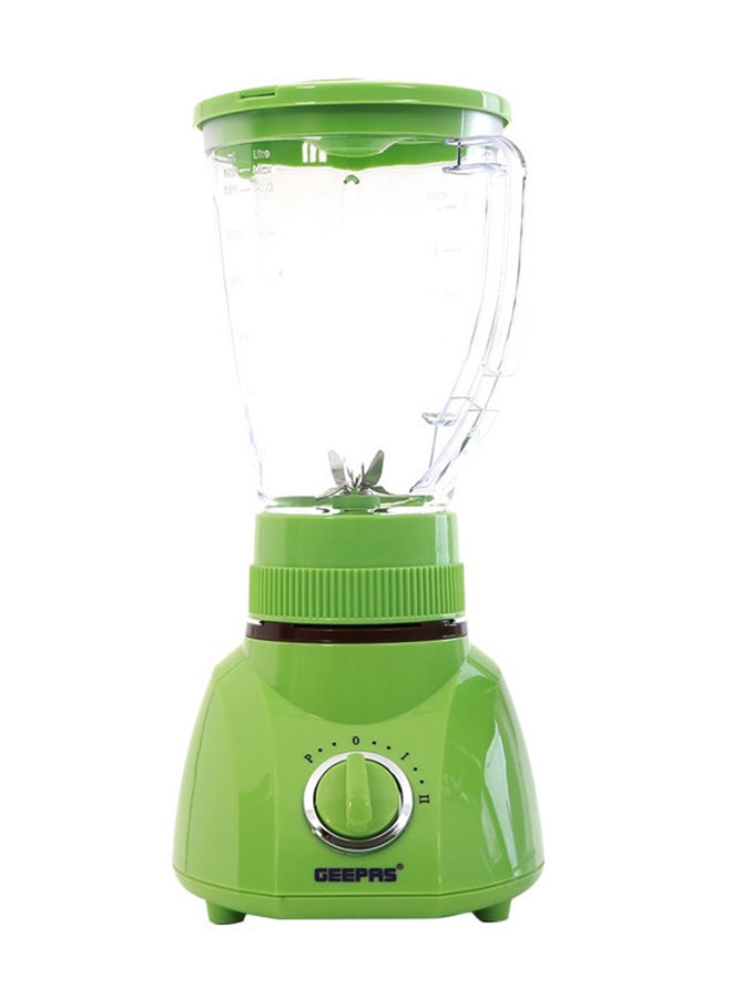 GEEPAS - 3-in-1 Blender, 1.6L Blender Jar Mixer Grinder with Dry Mill & Mincer Attachments | 2 Speed with Pulse Function | Wet Jar, Dry Jar and Chutney Jar 1.6 L 400 W GSB1514N Green/Clear - Image 1