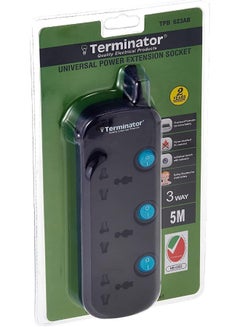 Terminator 3 Way Universal Power Extension Socket Black 5meter  - Image 2