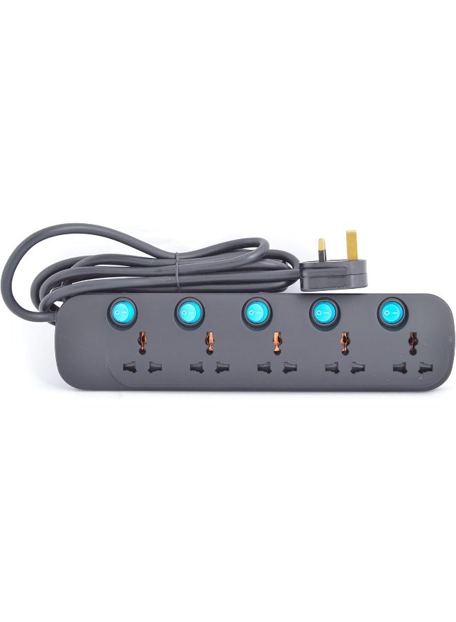 Terminator 5 Way Universal Power Extension Socket Black 3meter  - Image 2