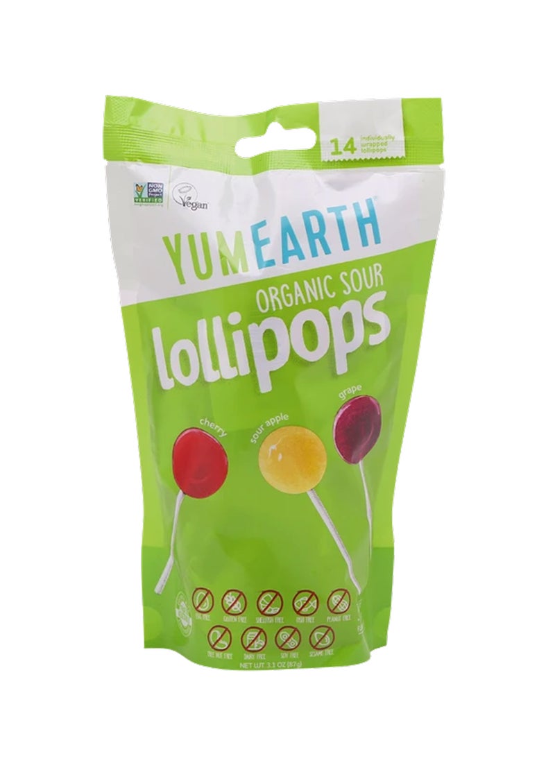 YumEarth Organic Pops Sour 87grams - Image 1