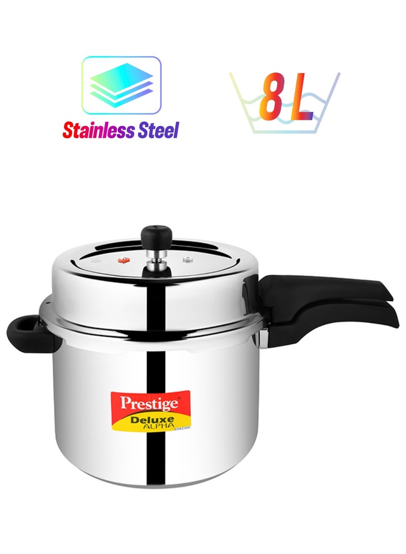 Prestige Stainless Steel Svachh DLX Alpha Pressure Cooker 8Liters  - Image 1