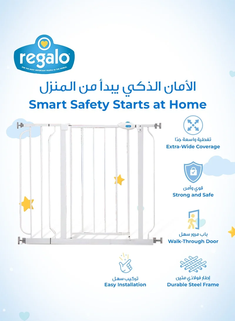 Regalo Easy Step Walk-Through Safety Gate | Adjustable Baby Gate for Doorways & Stairs | Fits 29.3 to 38.5 Inches Wide | 30 Inches Tall | Pressure Mount | Secure & Durable
