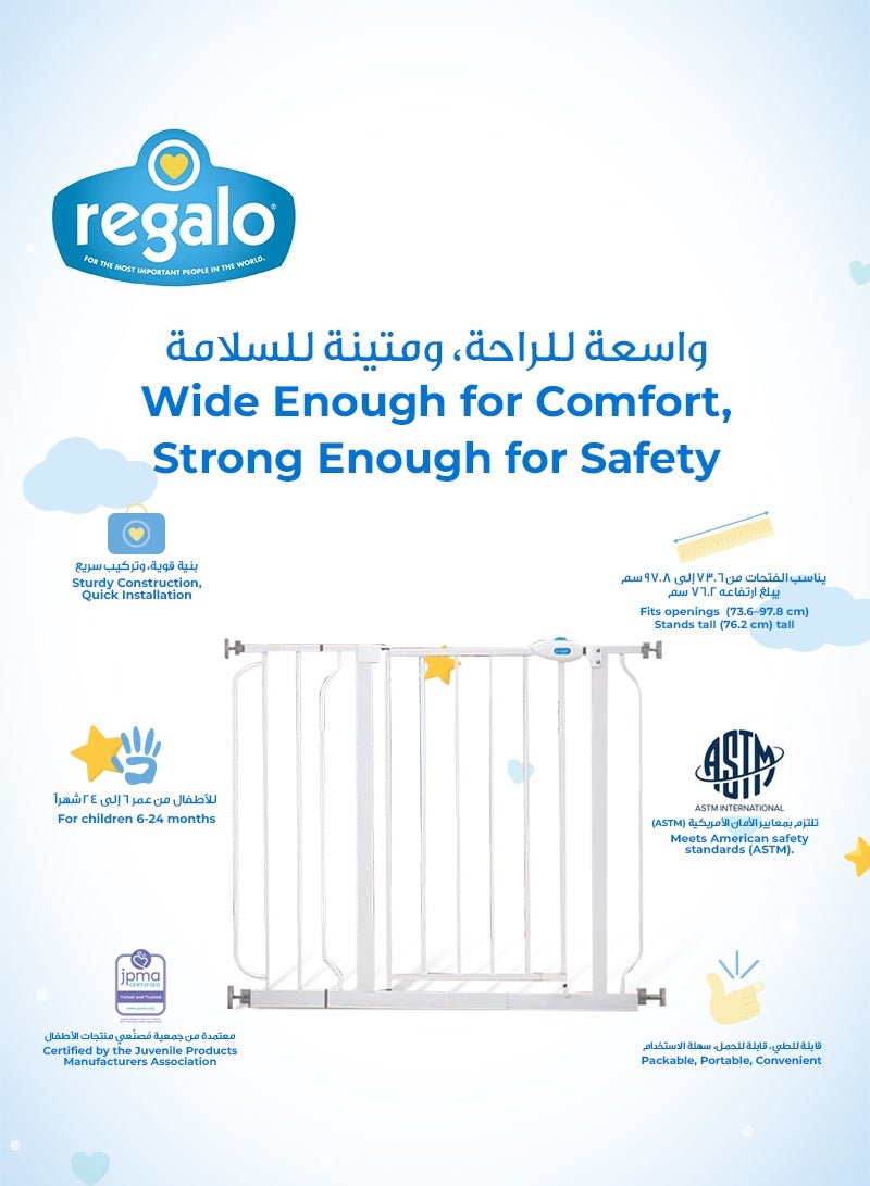 Regalo Easy Step Walk-Through Safety Gate | Adjustable Baby Gate for Doorways & Stairs | Fits 29.3 to 38.5 Inches Wide | 30 Inches Tall | Pressure Mount | Secure & Durable - Image 4