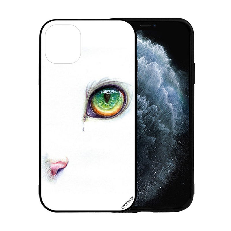 كوفرنيكس غطاء حماية واق لهاتف أبل آيفون 12 ميني بطبعة عين خضراء لقطة بيضاء - Image 2