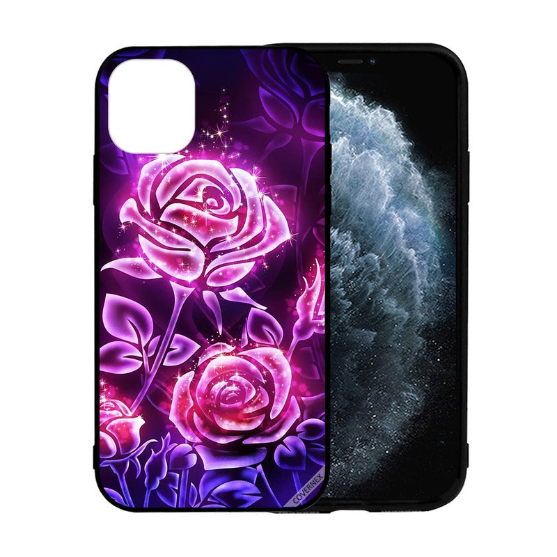 كوفرنيكس غطاء حماية واق لهاتف أبل آيفون 12 ميني بطبعة زهور مضيئة - Image 2