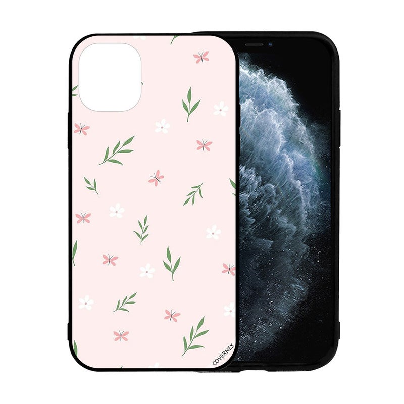 Covernex Apple iPhone 12 Mini Protective Case Cover Printed Featuring Small Leaves & Butterflies DESIGN_1079 - Image 2