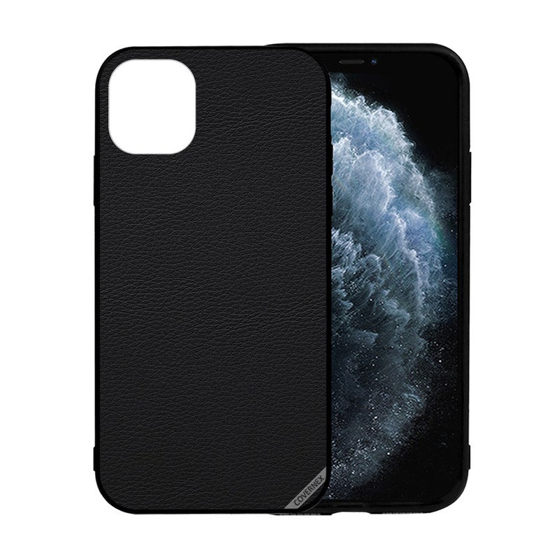كوفرنيكس غطاء حماية واق لهاتف أبل آيفون 12 نمط جلدي أسود - Image 2