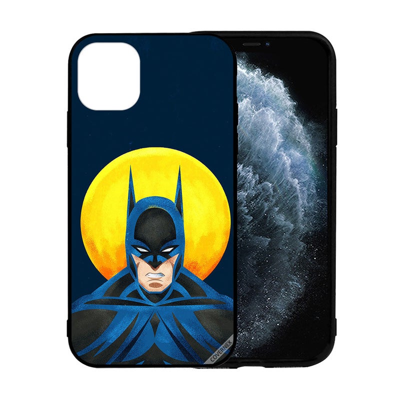 Covernex Apple iPhone 12 Protective Case Cover Printed Featuring Batman In Front Of Yellow Moon DESIGN_0902 - Image 2