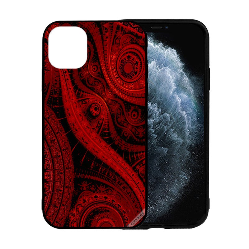 كوفرنيكس غطاء حماية واق لهاتف أبل آيفون 12 رسم فني باللون الأحمر - Image 2