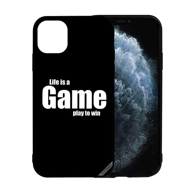 كوفرنيكس غطاء حماية واق لهاتف أبل آيفون 12 بطبعة عبارة "Life Is A Game Play To Win" - Image 2