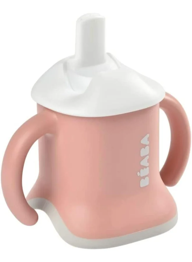 BEABA Infant Infant Cup With Drinking Bottle/Cup Leakproof Easy To Use Ergonomic Straw 3 In 1 Expansion Clip Cap Old Pink