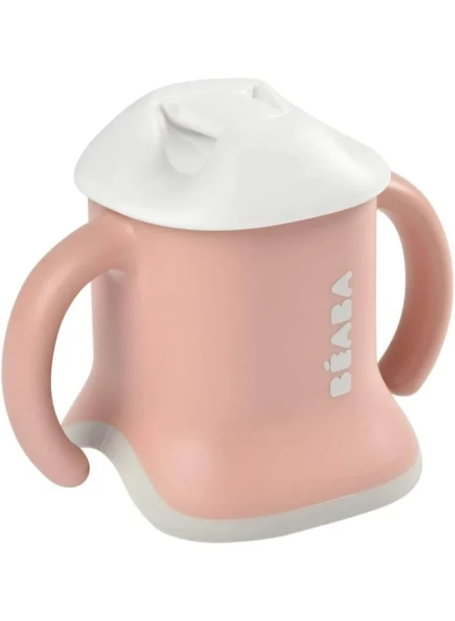 BEABA Infant Infant Cup With Drinking Bottle/Cup Leakproof Easy To Use Ergonomic Straw 3 In 1 Expansion Clip Cap Old Pink