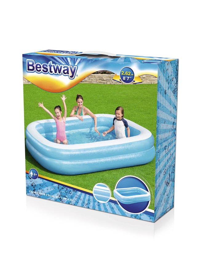 بست واي-مسبح نفخ مستطيل طبقتين ازرق   -26-54006 262x175x51سم - Image 2