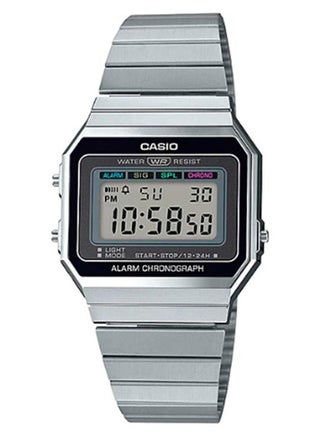 ساعة يد رقمية بسوار من الإستانلس ستيل طراز A700W-1ADF - مقاس 36 مم - لون فضي