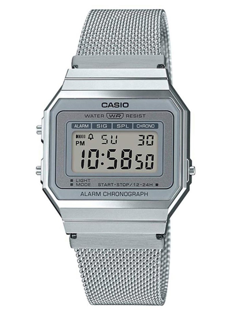 كاسيو ساعة يد رقمية من الستانلس ستيل من سلسلة Vintage A700WM-7ADF باللون الفضي - Image 1