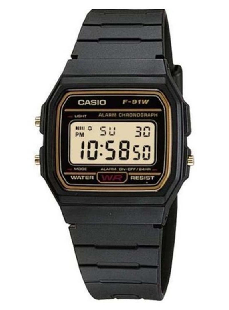 كاسيو ساعة يد رقمية بسوار من الراتينج طراز F-91WG-9QDF مقاس 38 مم - لون أسود للرجال - Image 1