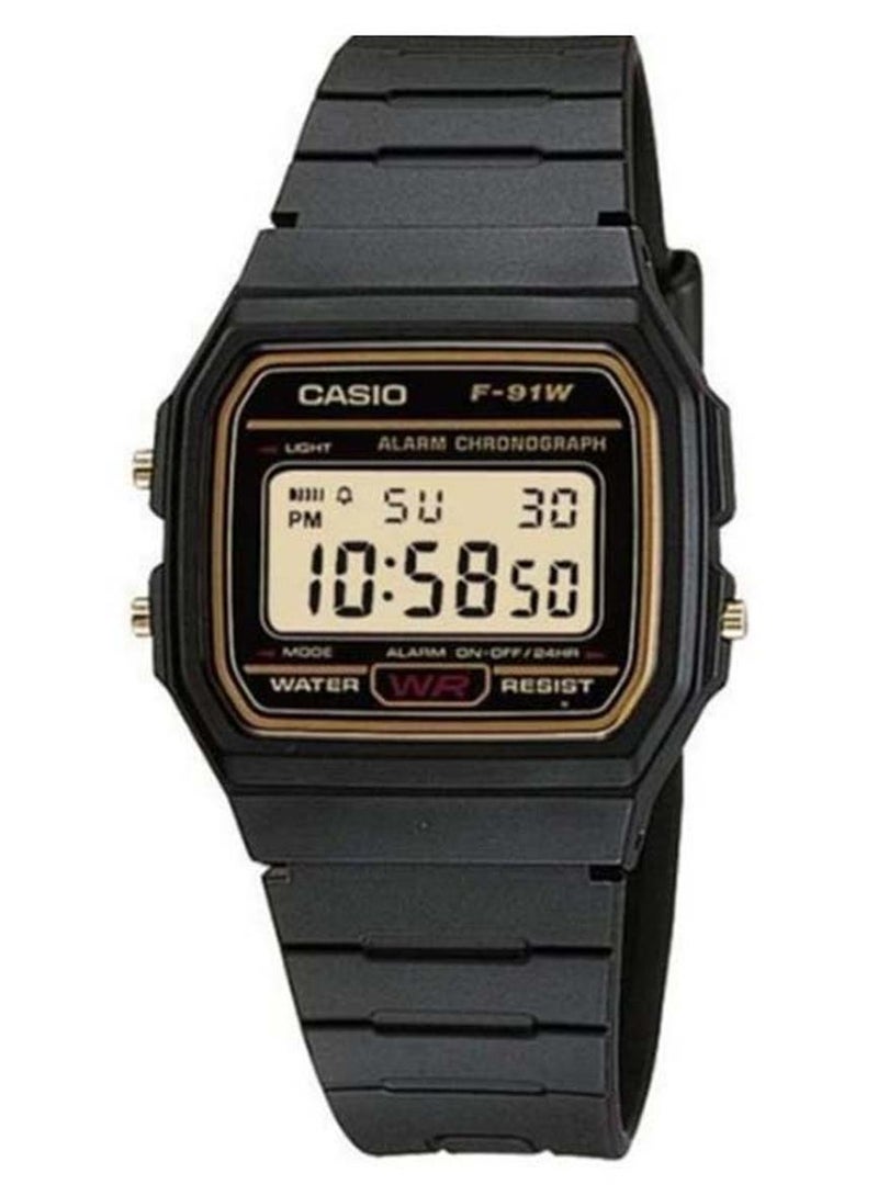 كاسيو ساعة يد رقمية بسوار من الراتينج طراز F-91WG-9QDF مقاس 38 مم - لون أسود للرجال - Image 1