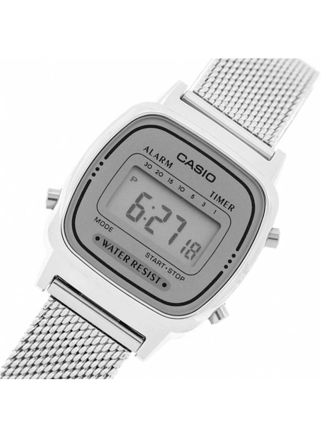 كاسيو ساعة يد رقمية بسوار من الإستانلس ستيل طراز LA670WEM-7DF مقاس 25 مم - لون فضي للنساء - Image 4