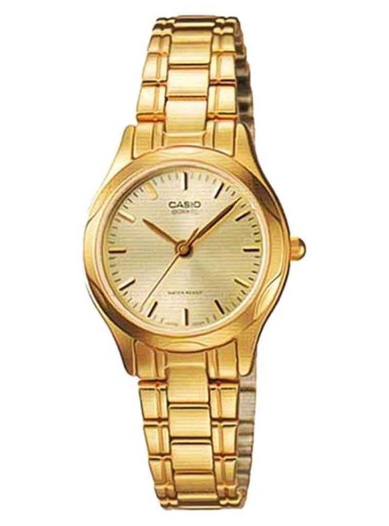 كاسيو ساعة يد بعقارب وسوار من الإستانلس ستيل طراز LTP-1275G-9ADF - مقاس 26 مم - لون ذهبي للنساء - Image 1