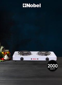 Nobel Electric Double Hotplate With Thermostat Control, Overheat Protection, and Indication Light 2000 W NHPS002 Silver  - Image 1