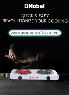 Nobel Electric Double Hotplate With Thermostat Control, Overheat Protection, and Indication Light 2000 W NHPS002 Silver  - Image 2