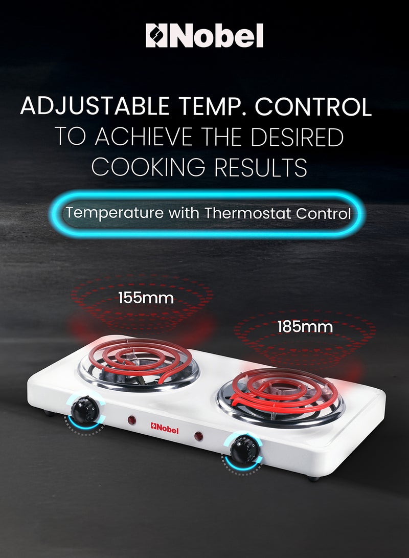 Electric Double Hotplate With Thermostat Control, Overheat Protection, and Indication Light 2000 W NHPS002 Silver - pnsku/N40530596A/45/_/1735220062/c6ba1dc5-4d02-4351-adf4-7328e8197837