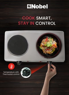 Nobel Electric Dual Hot Plate with Overheat Protection and Indication Light  and 185mm + 155 mm Hot Plate 2500 W NHP402SS Silver  - Image 5