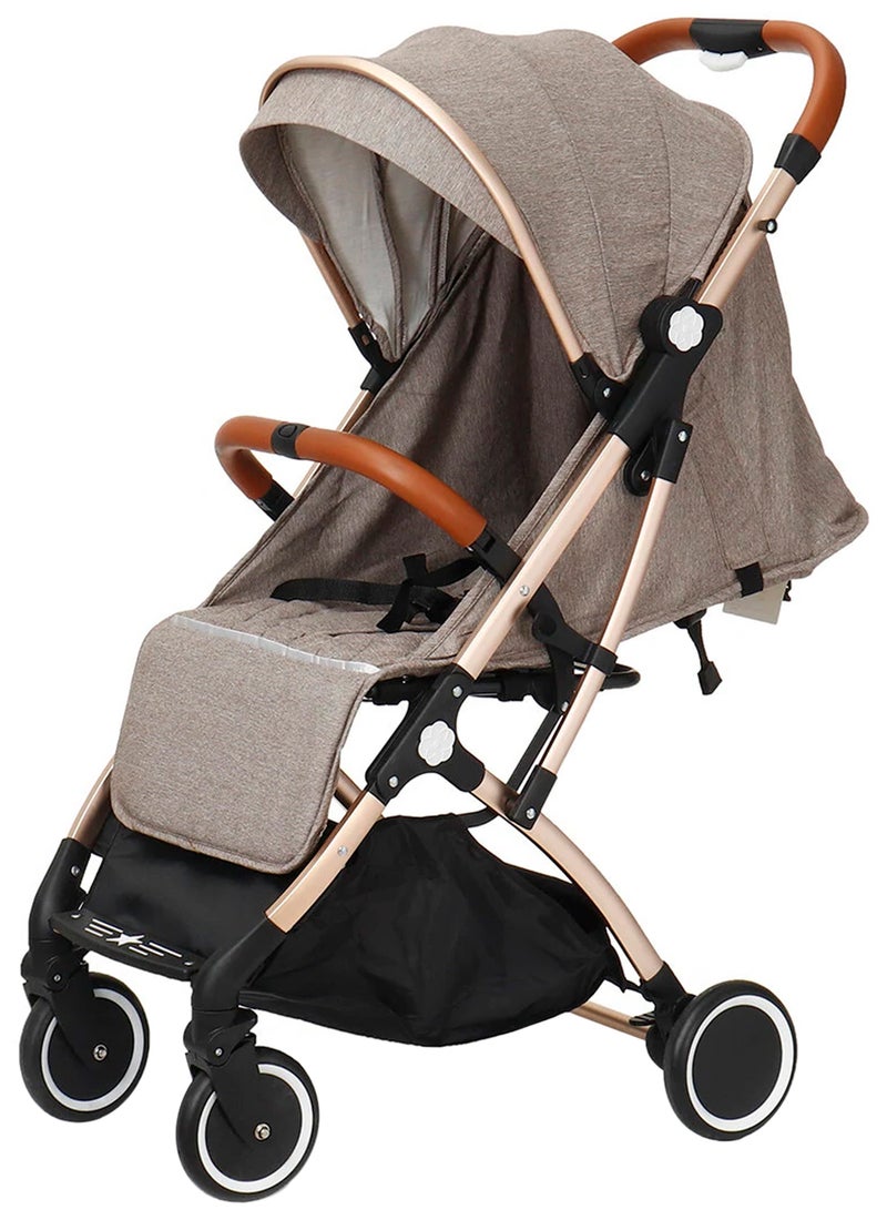 Kidle - One Hand Foldable Compact Travel Buggy With Five-Point Harness Baby Stroller - Khaki - Image 1