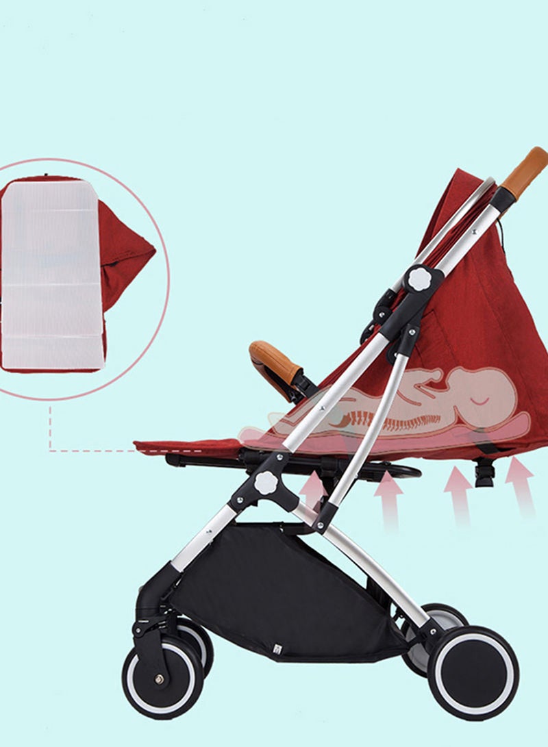 Kidle - One Hand Foldable Compact Travel Buggy With Five-Point Harness Baby Stroller - Khaki - Image 1