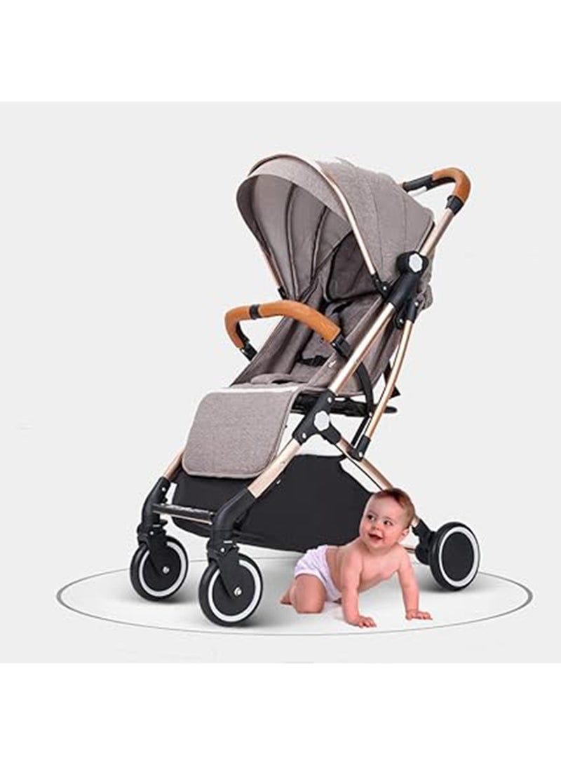 Kidle - One Hand Foldable Compact Travel Buggy With Five-Point Harness Baby Stroller - Khaki - Image 1