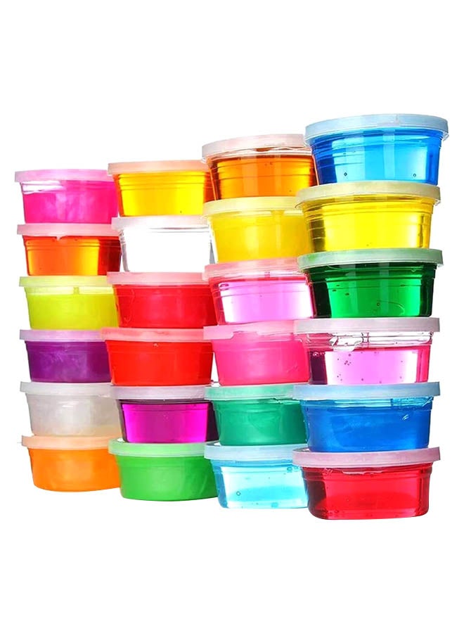 24-Piece 5D Crystal Clear Jelly Slime With Straws DIY Modeling Air Dry Magic Clay