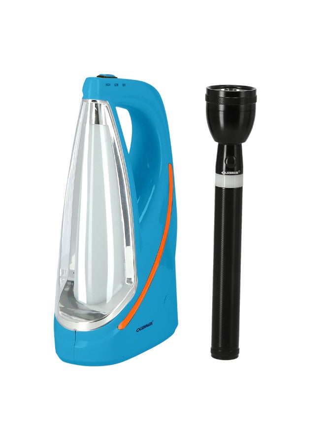 Olsenmark Rechargeable LED Flashlight And Emergency Lantern Set Blue / Black  - Image 1