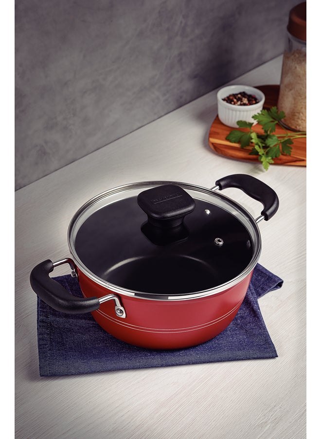 TRAMONTINA Tramontina Sicilia 7 Pieces Red Aluminum Cookware Set with Interior and Exterior Starflon Excellent PFOA Free Nonstick Coating Red  - Image 3
