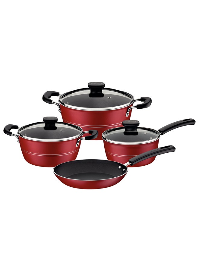 TRAMONTINA Tramontina Sicilia 7 Pieces Red Aluminum Cookware Set with Interior and Exterior Starflon Excellent PFOA Free Nonstick Coating Red  - Image 2