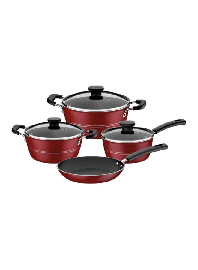 TRAMONTINA Tramontina Sicilia 7 Pieces Red Aluminum Cookware Set with Interior and Exterior Starflon Excellent PFOA Free Nonstick Coating Red  - Image 1