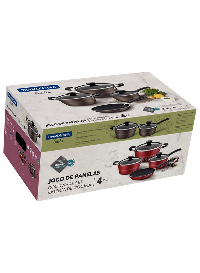 TRAMONTINA Tramontina Sicilia 7 Pieces Hazelnut Aluminum Cookware Set with Interior and Exterior Starflon Excellent Nonstick Coating Grey Large Casserole (24), Small Casserole (20), 1xSauce Pan (18), 1xDeep Frying Pan (24)cm  - Image 4