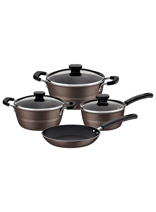TRAMONTINA Tramontina Sicilia 7 Pieces Hazelnut Aluminum Cookware Set with Interior and Exterior Starflon Excellent Nonstick Coating Grey Large Casserole (24), Small Casserole (20), 1xSauce Pan (18), 1xDeep Frying Pan (24)cm  - Image 2