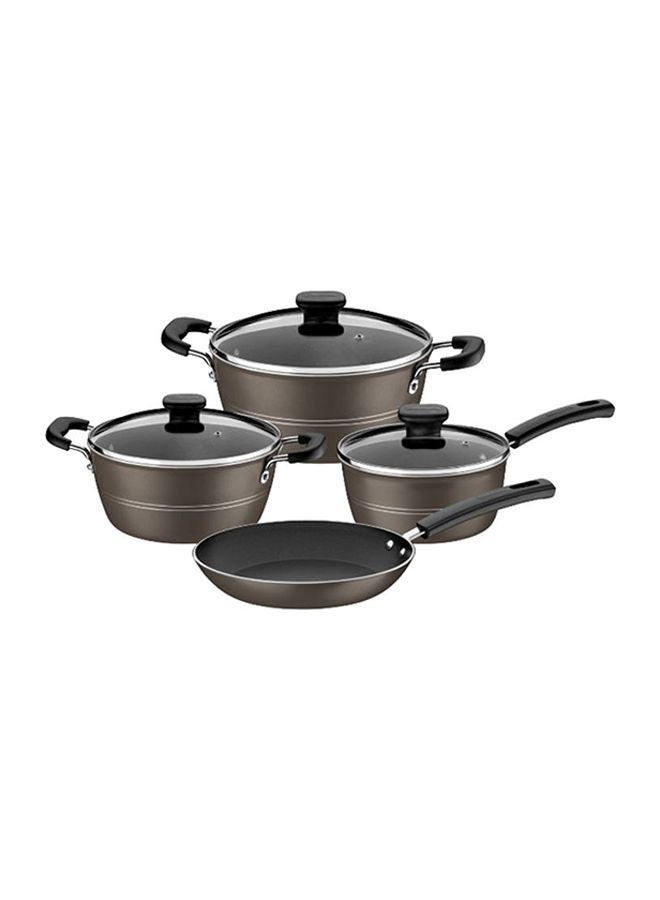 TRAMONTINA Tramontina Sicilia 7 Pieces Hazelnut Aluminum Cookware Set with Interior and Exterior Starflon Excellent Nonstick Coating Grey Large Casserole (24), Small Casserole (20), 1xSauce Pan (18), 1xDeep Frying Pan (24)cm  - Image 1