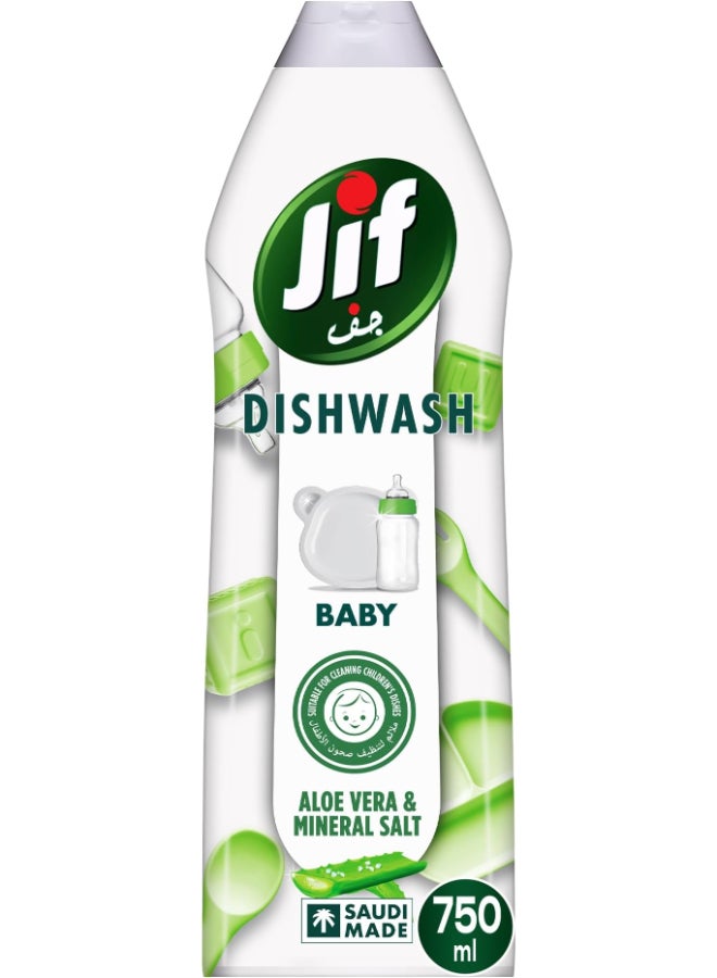 Jif Baby Dishwashing Liquid, Mild On Hands, Aloe Vera And Mineral Salt, Suitable for cleaning Children's Dishes, 750ML - Image 1