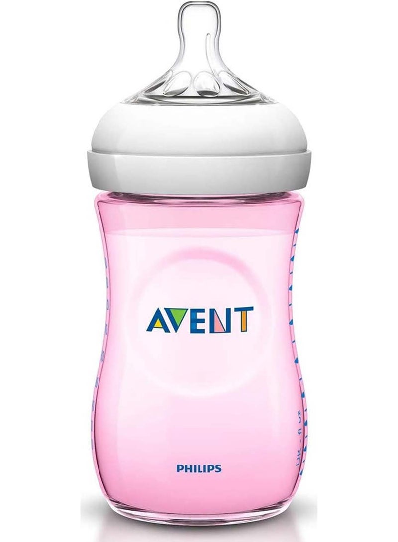 Philips Avent Baby Natural 2.0 Feeding Bottle 1 Month +, 260 ML, Pink - Image 2