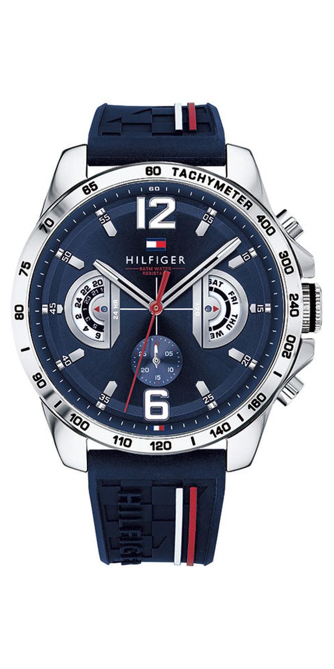 TOMMY HILFIGER Men's Decker Blue Silicon Strap Analog Wrist Watch 1791476 - 46 mm - Image 1