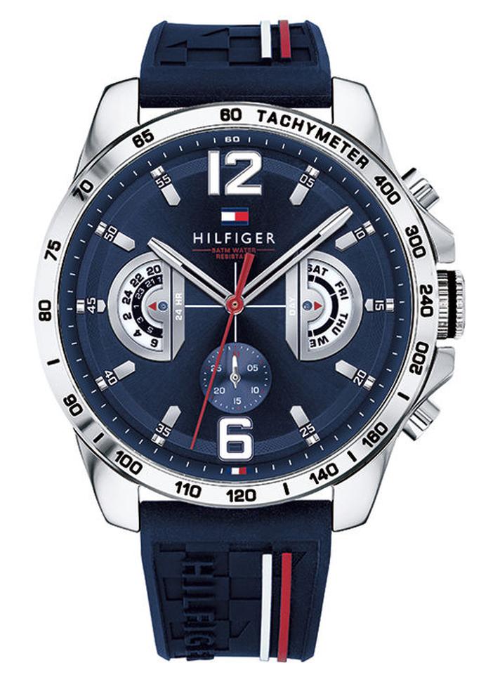 TOMMY HILFIGER Men's Decker Blue Silicon Strap Analog Wrist Watch 1791476 - 46 mm - Image 1