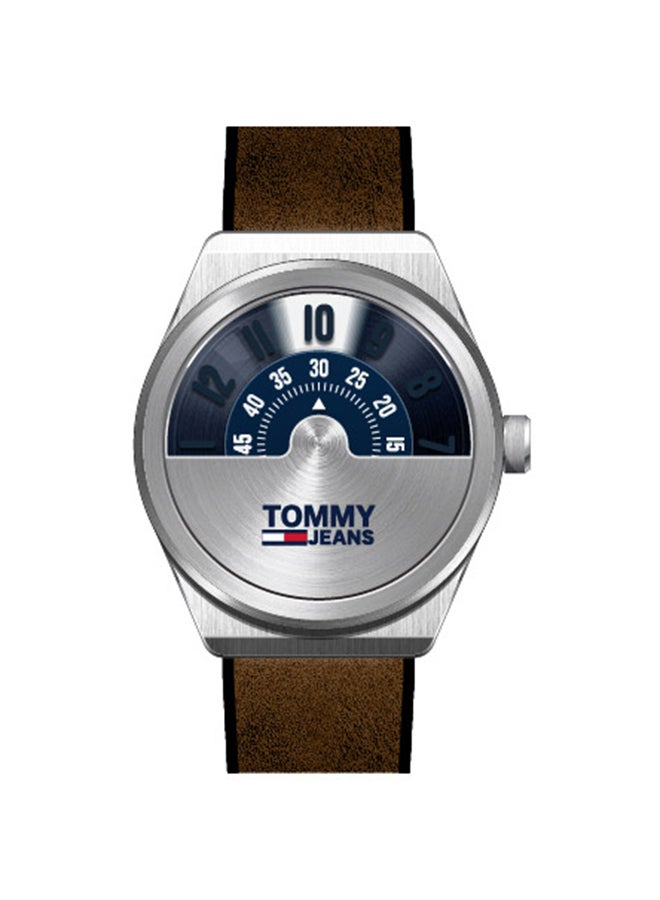 تومي هيلفيغر ساعة يد بعقارب وسوار من الجلد طراز 1791772 للرجال