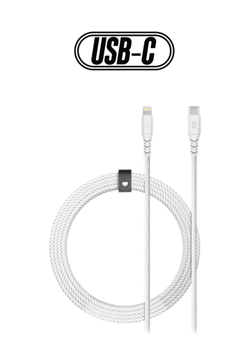 LOGIIX Piston Armour USB-C To Lightning Cable White  - Image 1