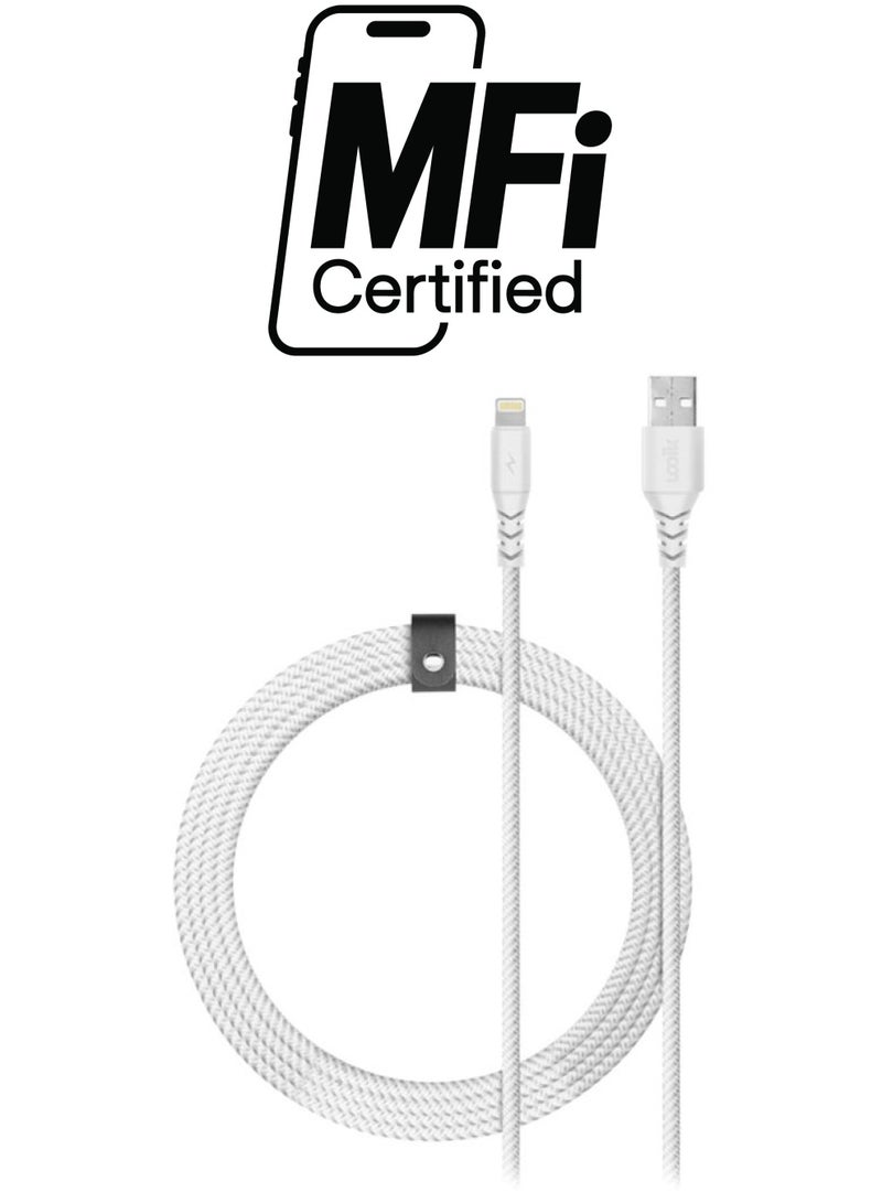 LOGIIX Piston Armour USB-A To Lightning Cable White  - Image 1