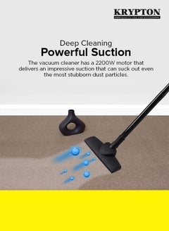 KRYPTON Handheld Vacuum Cleaner for Floor and Dust Cleaning  with Large Suction Capacity, Dust Full Indicator, Compact Size, Wider & Flexible Hose and Suitable for Dry Cleaning, 1.5 L 2200 W KNVC6181 Black/Red/White  - Image 3